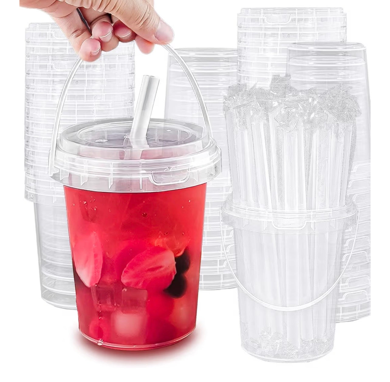 32oz Reusable Plastic Bucket Mugs