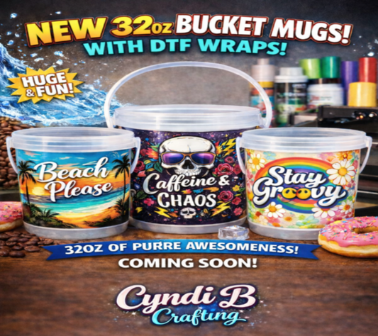 32oz Reusable Plastic Bucket Mugs